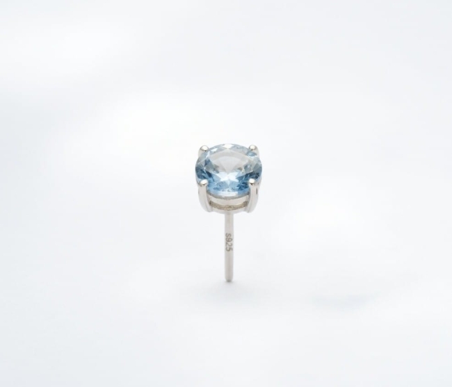 Clous d'oreilles Argent massif Gilgen&amp;Co  Topaze bleue naturelle