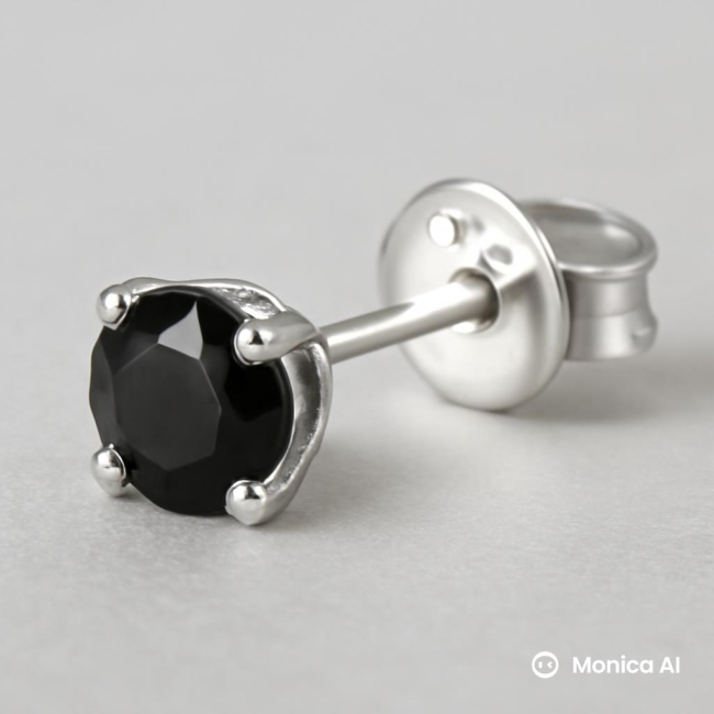 Clous d'oreilles Gilgen&Co Collection Hiver 2025, 2 saphir noir taille brillant