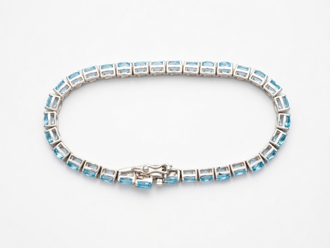 Bracelet Tennis en Argent massif Gilgen&amp;Co Topaze bleue naturelle 
