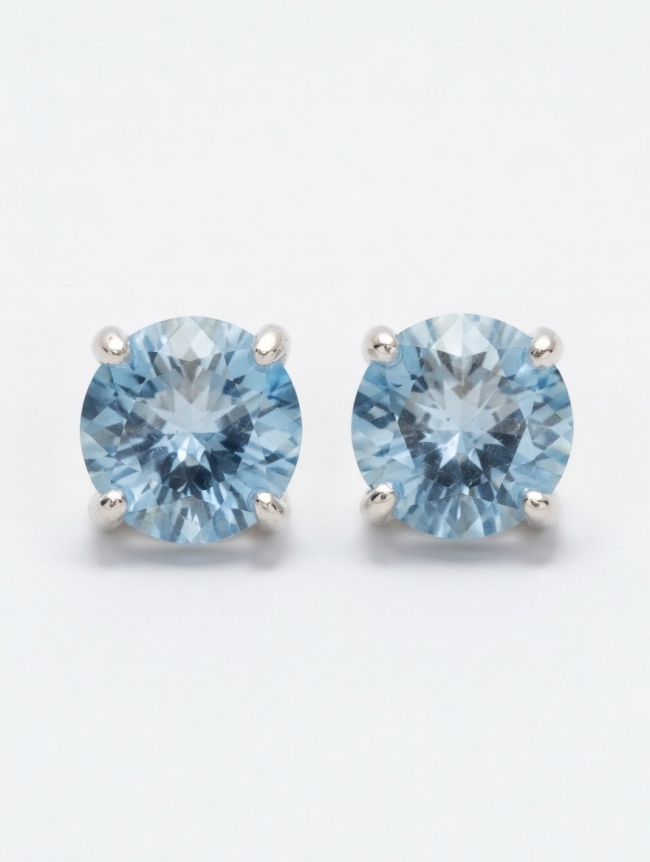 Clous d'oreilles S925 Gilgen&Co  Topaze bleue naturelle