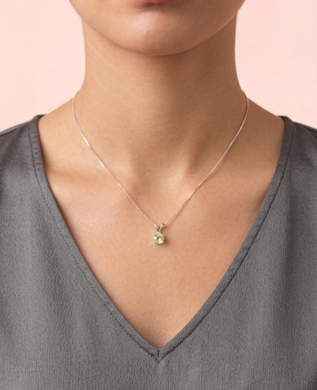 Collier Argent S925 Gilgen&amp;Co  Péridot naturel  