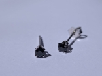 Puces d'oreilles Argent massif Gilgen&amp;Co  Saphir naturel noir 