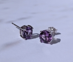 Clous d'oreilles Argent massif Gilgen&amp;Co Améthyste naturelle