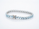 Bracelet Tennis en Argent massif Gilgen&amp;Co Topaze bleue naturelle 