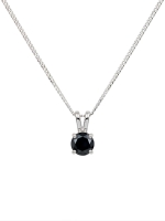 Collier Argent S925 Gilgen&amp;Co  Saphir noir naturel 